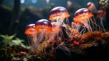 Close-up photo of a Jellyfish looking any direction. Generative AI