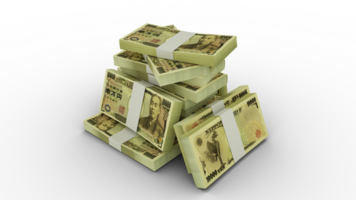 3d rendering of Stacks of Japanese yen notes. bundles of Japanese yen notes isolated on transparent background png