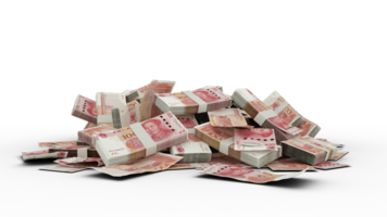 3D Stack of 100 Chinese Yuan notes png