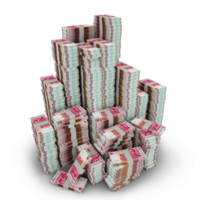 grande pilhas do 100 chinês yuan notas. uma muitos do dinheiro isolado em transparente fundo. 3d Renderização do Pacotes do arranjado dinheiro png