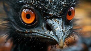 Close-up photo of a Emu looking any direction. Generative AI