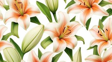 Lily flower patterned background. Flower texture background. Generative AI photo