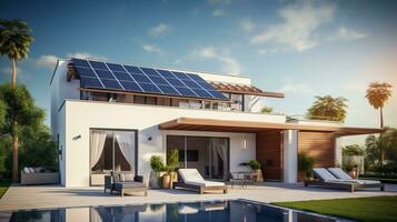 Minimalist home with solar panels photo