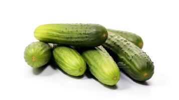 Photo of Cucumbers isolated on white background.