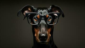foto de un caballero pinscher perro utilizando los anteojos aislado en blanco antecedentes. generativo ai