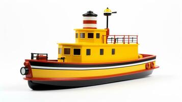 Displaying a 3D miniature Tugboat. Generative AI photo