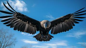 Photo of a Vulture under Blue Sky. Generative AI