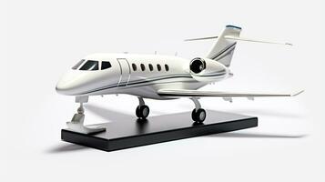 Displaying a 3D miniature Business Jet. Generative AI photo