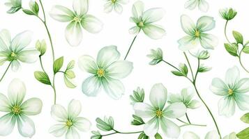 Seamless pattern of Chrysopsis flower in watercolor style isolated on white background. Chrysopsis flower texture background. Generative AI photo