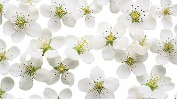 Hawthorn flower patterned background. Flower texture background. Generative AI photo