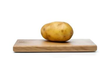 Photo of Potatoe isolated on wooden board isolated on white background. generative ai