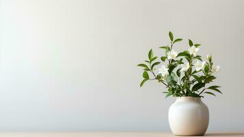 Photo of Jasmine flower in pot isolated on white background. Generative AI