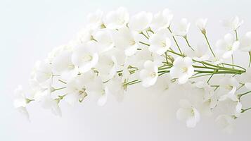 Photo of beautiful Gypsophila flower isolated on white background. Generative AI