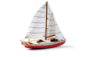 Displaying a 3D miniature Catamaran. Generative AI photo