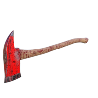 an axe with a red handle on a transparent png