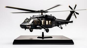 mostrando un 3d miniatura Sikorsky uh60 negro halcón. generativo ai foto