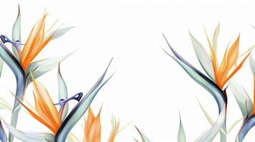 Seamless pattern of Bird of Paradise flower in watercolor style isolated on white background. Bird of Paradise flower texture background. Generative AI photo