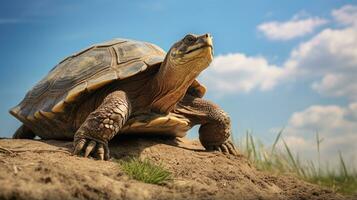 Photo of a Snapping Turtle under Blue Sky. Generative AI