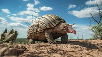 Photo of a Armadillo under Blue Sky. Generative AI