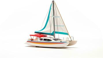 Displaying a 3D miniature Catamaran. Generative AI photo