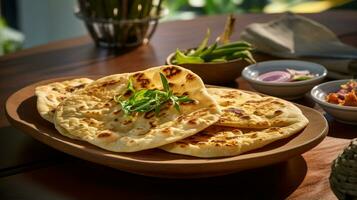 Photo of Caribbean Roti as a dish in a high-end restaurant. Generative AI