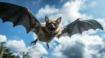 Photo of a Vampire Bat under Blue Sky. Generative AI