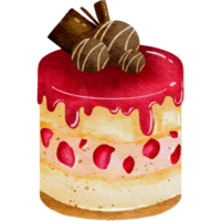 des fraises cheesecake avec Chocolat Garniture aquarelle art png