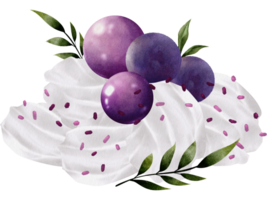 Aquarell Blaubeeren Belag Sahne png