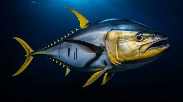 Wildlife photography of Photo of Yellowfin Tuna. Generative AI