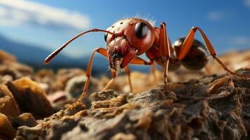 de cerca foto de un Sáhara Desierto hormiga mirando ninguna dirección en el desierto. generativo ai