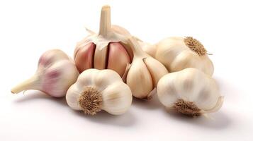 Photo of Garlics isolated on white background. generative ai