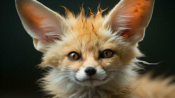 Close-up photo of a Fennec Fox looking any direction in the Desert. Generative AI