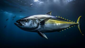 fauna silvestre fotografía de foto de aleta amarilla atún. generativo ai