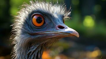 Close-up photo of a Ostrich looking any direction. Generative AI