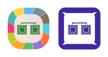 icono de vector conectado de procesadores únicos