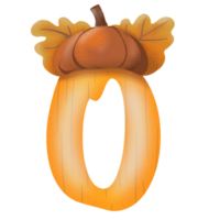 Letters A-Z with oak tree seeds in autumn season png