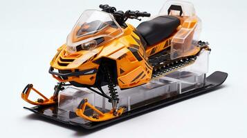 Displaying a 3D miniature Snowmobile. Generative AI photo