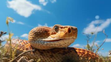 Photo of a Python under Blue Sky. Generative AI