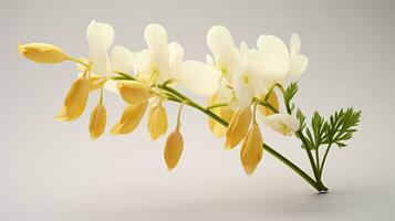 Photo of beautiful Dutchman's Breeches flower isolated on white background. Generative AI