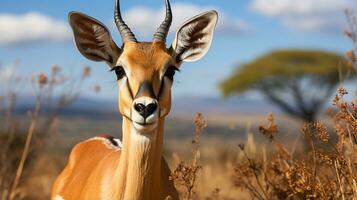 Close-up photo of a Impala looking any direction. Generative AI