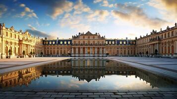 asombroso belleza de el palacio de Versalles en Francia. generativo ai foto