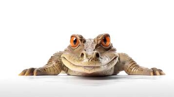 Photo of a crocodille on white background. Generative AI