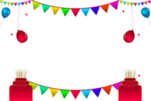 Happy birthday frame with Party Bunting Color Full Paper Triangular Flags Collected And Draped In Garlands png