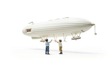 Displaying a 3D miniature Zeppelin. Generative AI photo