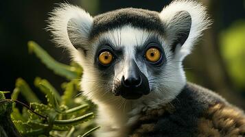 Close-up photo of a Lemur looking any direction. Generative AI