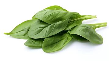 Photo of Spinach isolated on white background. generative ai