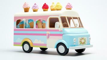 Displaying a 3D miniature Ice Cream Truck. Generative AI photo