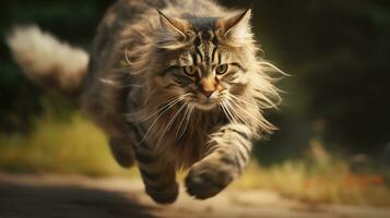 foto de un corriendo gato. generativo ai