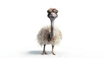 foto de un avestruz en blanco antecedentes. generativo ai