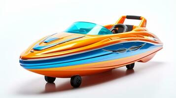 Displaying a 3D miniature Speedboat. Generative AI photo